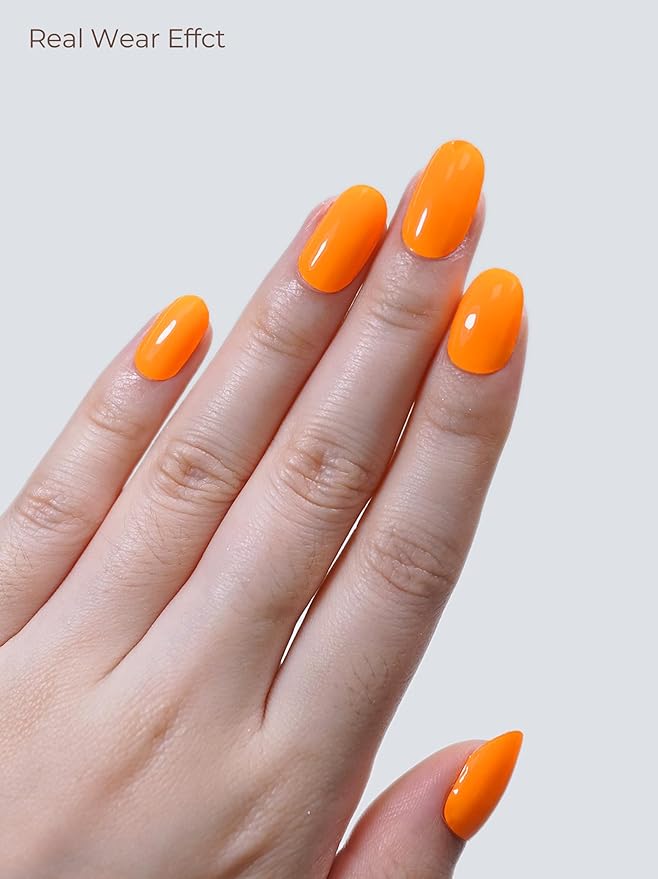 Semi Cured Gel Nail Strips - UV Light Gel Nail Stickers - 20 Long Lasting Salon Quality Wraps (Marigold Orange)