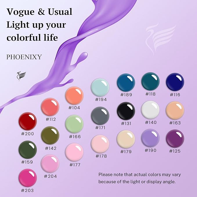 PHOENIXY 24 PCS Gel Nail Polish Set, 21 Colors Gel Nail Polish Kit with Base Glossy Matte Top Coat Black Gray Red Valentine Nail Kit Gifts for Women