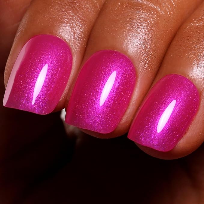 Pearl Gel Nail Polish - Hot Pink Glitter Pearl Gel Nail Polish Sparkle Shimmer DIY Manicure 15ML