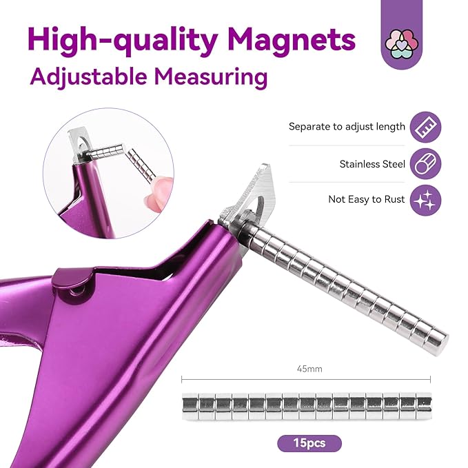 Saviland Acrylic Nail Cutters for Nail Tips: Rose Acrylic Nails Clipper with Sizer Magnets Nail Cutter 15PCS Sharp Nail Tech Supplies Nail Trimmer Manicure Tool Nail Accessories Women Salon Home