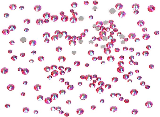 Bymitel 7200 Pieces 6 Mixed Sizes Glue Fix on Glass Rhinestones Round Crystal Gems Flatback for DIY Jewelry Making with one Picking Pen(6-Sizes 7200PCS, Siam AB)