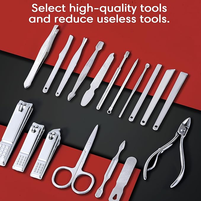 Nail Clippers Set Fingernail and Toenail Clipper Cutters Men's Accessories,Manicure Pedicure Kit Professional Grooming Kits,Nail Care Tools with Travel Case Gifts for Men Women