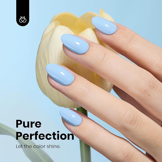 Beetles Light Blue Gel Nail Polish - Hema Free Pastel Baby Blue Gel Polish, 8ML/0.27Fl Oz Soak Off UV LED Lamp Pastel Nails Art, Long-Lasting Manicure Salon DIY Home Easter Spring Nails