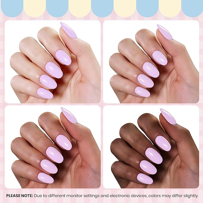 Beetles Lavender Gel Nail Polish - Lavender Macarons Pastel Purple Gel Nail Polish, Same Color Same Bottle, Soak Off UV LED Lamp Pastel Nails Art, Long-Lasting Manicure Salon DIY Home Spring Nails