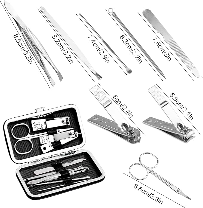 Manicure Kit Bulk, Nail Clippers Set Stainless Steel Fingernail Clippers Set, Sturdy Nail Tip Cutter Trimmers Professional Grooming Toenail Clippers Personal Pedicure Kits Gift (24 Count 8 in 1)