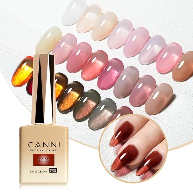 CANNI 30Pcs Jelly Gel Nail Polish Set - 9ML Transparent Nude Brown Red Pink Milky White Gel for French Manicure, Soak Off UV LED Nail Kit for Salon & DIY Home Use