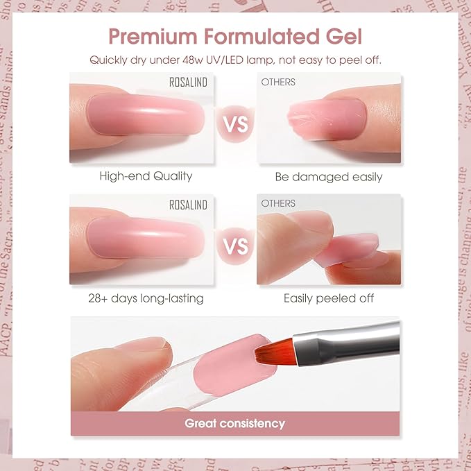 ROSALIND Nude Pink Poly Extension Gel, 80ml/2.7 oz Purple Nude Poly Gel Building Enhancement for Fall Colors Nail Art Decoration, Nail Thickening Extension Easy to DIY Use at Home Need UV Lamp