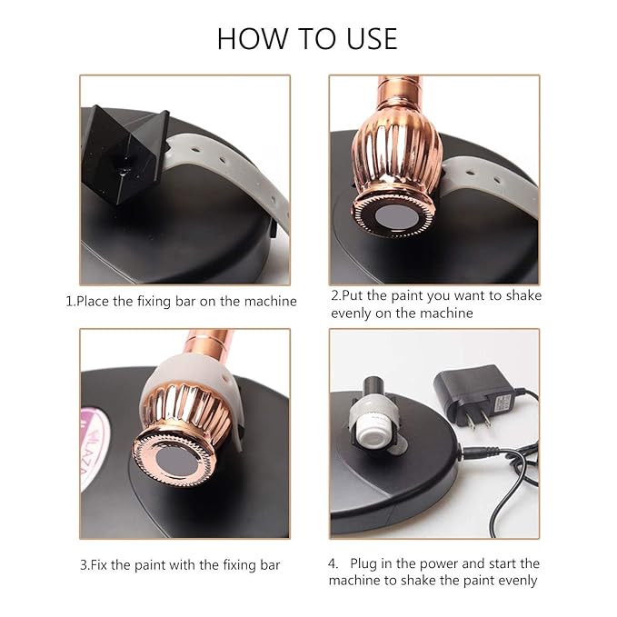 Laza Nail Lacquer Shaker Nails Gel Polish Varnish Adjustable Bottle Shaking Machine Shake Evenly Tools for Nails Art - Black