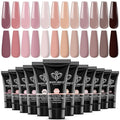 modelones Poly Nail Gel Set - 12 Colors 15g Nude Pink Brown Tone All Seasons Poly Nail Extension Gel Kit Trendy Art Design Professional Salon at Home Holiday Gift for Girl