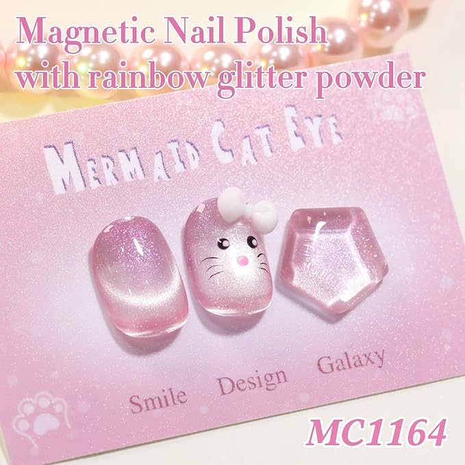 Double Rhythm 6 Colors Cat Eye Gel Polish Set Shimmer Glitter with Magnet Holographic Reflective Magnetic UV Nail Art Kit (6-Kit-48)