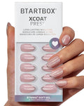 BTArtbox Press On Nails Almond - Blush Icicle, Lamp-Curable Cat Eye 3D Silver French Tip Short Press On Nails with Glue and Adhesive Tabs for Women in 16 Sizes - 32 Soft Gel Glue On Nails Kit