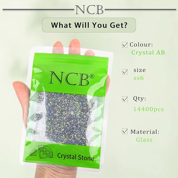 NCB 14400pcs Hotfix Crystal Rhinestones for Clothes Crafts, Hot Fix Bulk Flatback Crystals, Iron on Hotfix for DIY Decoration 100 Gross (Crystal AB, ss6/14400pcs)