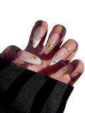 HAND-PAINTED White Press Ons Neon Small Press on Nails Long French Press on Nails Coffin Medium Short Nail art Fake Nail Art Kit with 7g Glue on Nails Handmade Almond Square Nails (TJ-2, X-Small)