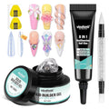 Solid Builder Gel for Nails and 3D Sculpting Nail Gel Set for Extensions, Sculpture, Designs, Chrome Powder, Rhinestones - Soak Off UV/LED for Salon Home DIY