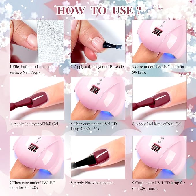 MTSSII Gel Nail Polish Set, 8 Colors Fall Nude Blue Green Pink Ped Purple Soak Off Gel Polish Kit for Salon and Nail Art DIY at Home
