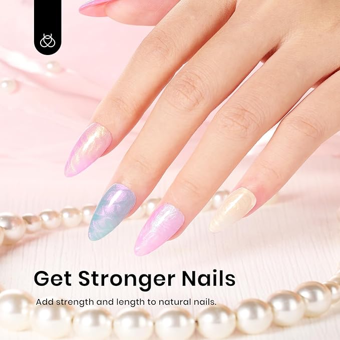 Beetles Builder Gel for Nails,Pearl Shimmer 6 Colors Builder Gel Set for Building Apex & Nail Extension Uv Led White Pink Purple Mermaid Drawing Strengthener for Thin Nails Beauty Gift Sets for Women