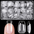 420pc Short Coffin Gel Nail Tips Clear Fake Nails,Clear Press on Nails Short Coffin Soft Gel Nail Tips Acrylic Nail Full Cover False Nail Artificial Fingernail for Nail Extension Press-ons