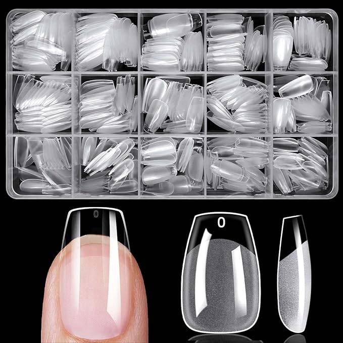 420pc Short Coffin Gel Nail Tips Clear Fake Nails,Clear Press on Nails Short Coffin Soft Gel Nail Tips Acrylic Nail Full Cover False Nail Artificial Fingernail for Nail Extension Press-ons