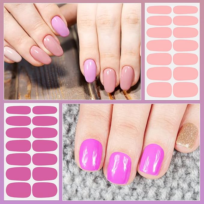 DANNEASY 16 Sheets Solid Color Nail Polish Strips Glitter Nail Wraps Gel Nail Strips Self Adhesive Nail Polish Stickers for Women Fingernails Nail Art Accessories with File, Cuticle Stick