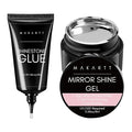Makartt Nail Rhinestone Glue with Chrome Gel Kit, Super Strong Glue with Silver Metallic Painting Gel Polish Set for 3D Nails Art Decoration Manicure(30ML+8ML)