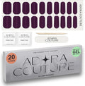 Semi-Cured Gel Nail Strips - 20 Salon-Quality Gel Sticker with UV Light Required, Long Lasting, Easy Application & Removal, Includes Prep Pad, Nail File, Wooden Stick (Velvet Plum)