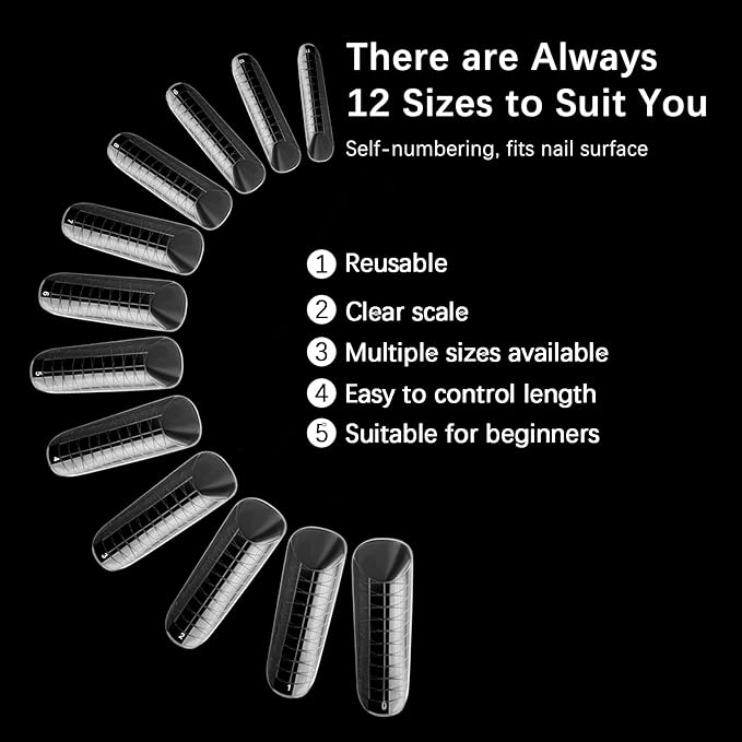 120 Pcs Poly Extension Gel Dual Nail Forms With Scale Builder Coffin Nail for Gel Manicure Art Design Salon DIY at Home (Long Dual Forms Set)