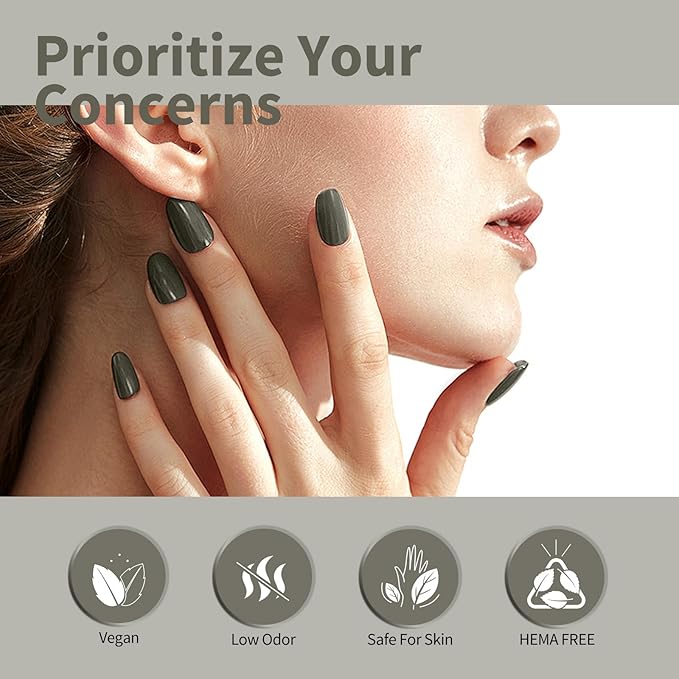 CANNI Grey Gel Nail Polish, 1Pcs Grey Gel Polish Color Nail Polish High Gloss Soak Off U V Nail Manicure Salon DIY