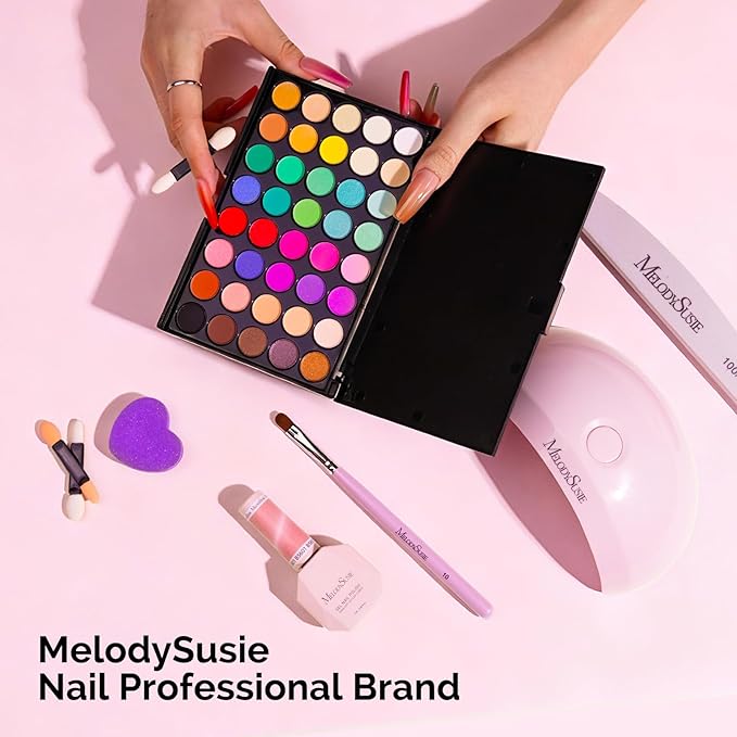 MelodySusie 40 Colors Nail Powder Pigment Kit - Long Lasting for Easy Gradient Ombre Nail Art,Professional DIY Manicure Supplies for Beginners Home Salon Use