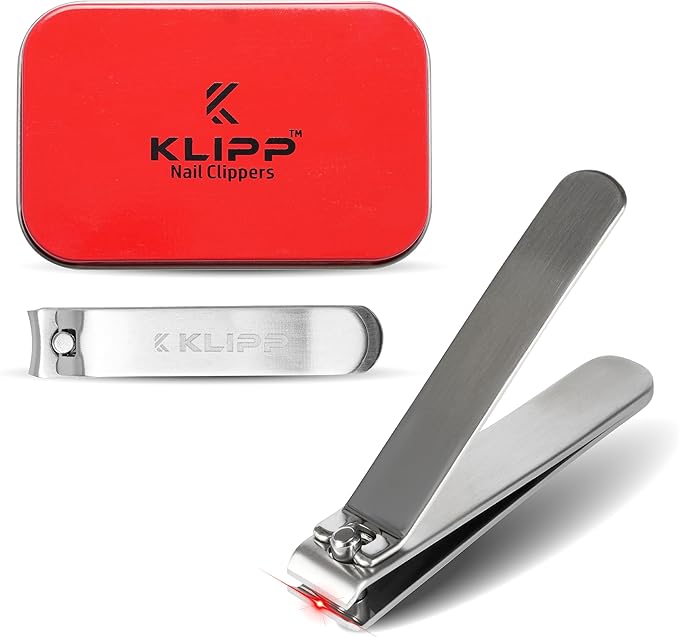 Nail Clipper Set for Men & Women – Stainless Steel Fingernail Clipper & Toe Nail Clippers with Curved & Straight Blades Toe Professional Nail Cutter Kit with Tin Case for Gift & Travel
