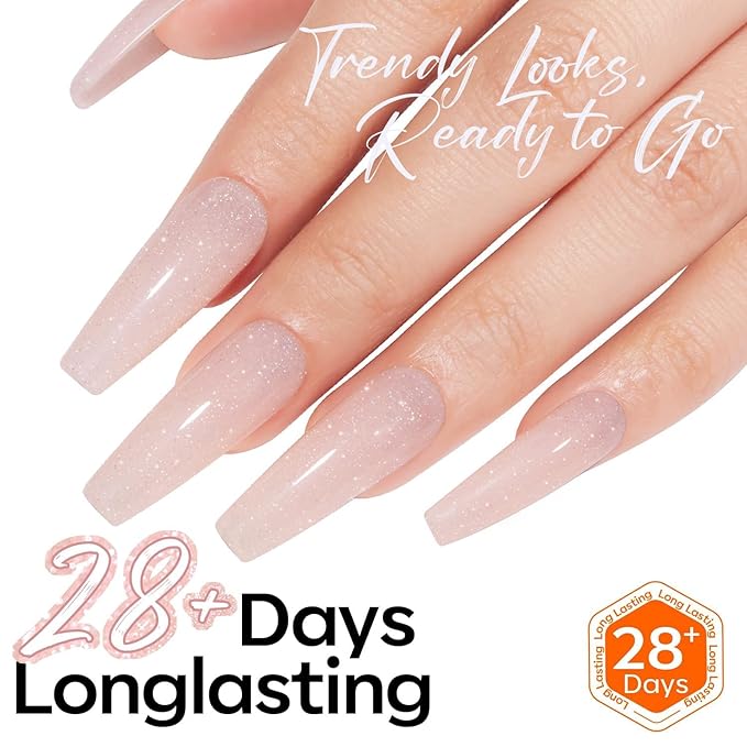 modelones Glitter Gel Nail Polish Nude Pink Glitter Gel Polish Pastel Soak-Off UV Gel Polish 28+ Days Long-Lasting Salon-Quality Nail Art DIY Manicure & Gift 15ML