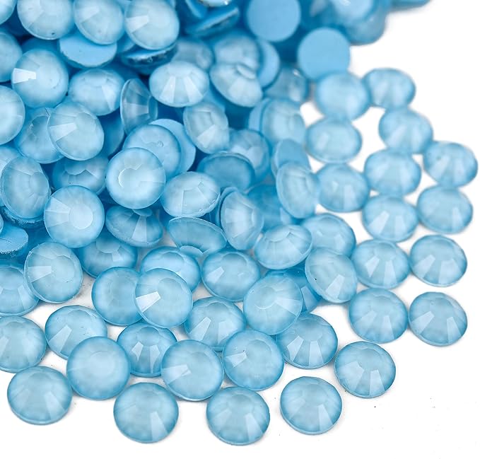 Blinginbox Flatback Rhinestones Round Gems, 1440pcs Luminous Series Glass Stones Neon Gems Non Hotfix Crystal Rhinestones for Nail Charms Crafts Clothes Tumblers,Ice Blue Neon,SS6.
