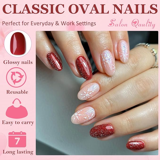 AddFavor Oval Press on Nails Short, 576pcs Oval Fake Nails Full Cover Glossy Short Nails Press on Acrylic False Nail Tips 24 Colors for Women