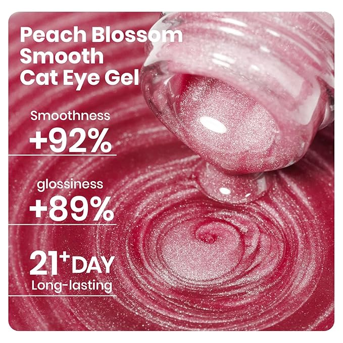 MIZHSE Cat Eye Gel Nail Polish, Ceramic Magnetic Gel Polish with Magnet Stick, Crystal Shimmer Pink Colors Nail Gel Soak Off Nail Art Salon Home Gift for Women 12mL