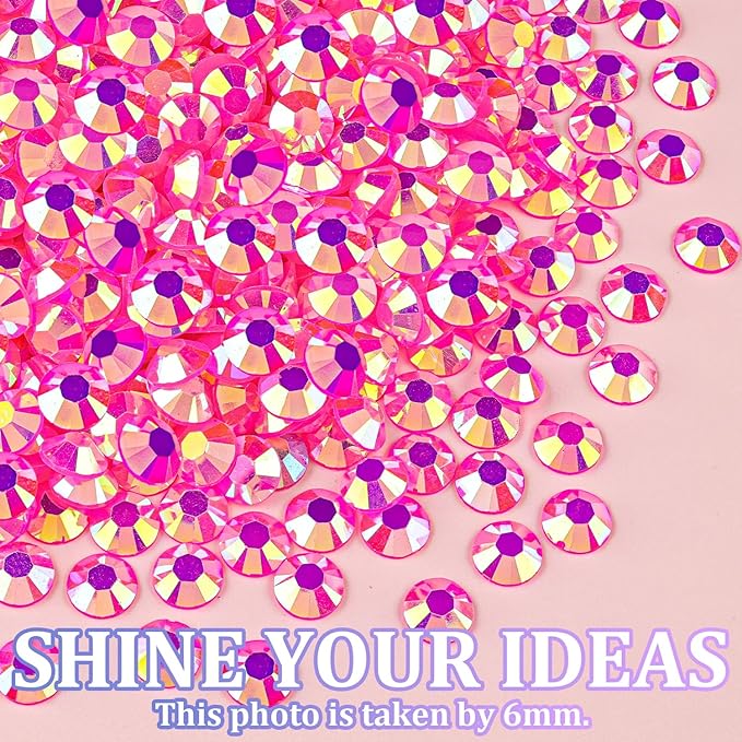 30000Pcs Hot Pink AB Rhinestones for Bedazzling with B7000 Jewelry Glue, Bedazzler Kit Flatback Gems, Resin Rhinestones for Crafting Crafts Clothing Shoes Fabric Nail Art Assorted Size 2/3/4/5/6mm
