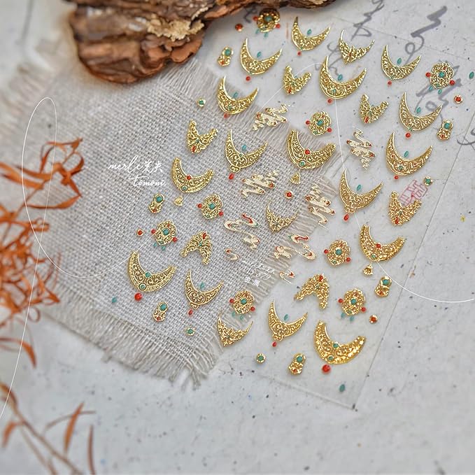 Gold Nail Stickers Golden Frame Nail Art Decals French Tip Nail Art Stickers with Design 5D Embossed Self Adhesive Nails Charms for Women Girls Manicure Decoration Accessories 2 Sheets