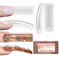 NOVO OVO Halloween XXL Shape Square Slight Curved Nail Tips No C Curve, Extra Thick Natural Curve Clear False Nails Press on, Full Cover Soft Gel Extension Fake Nail Acrylic for DIY x 15 Size 240pcs