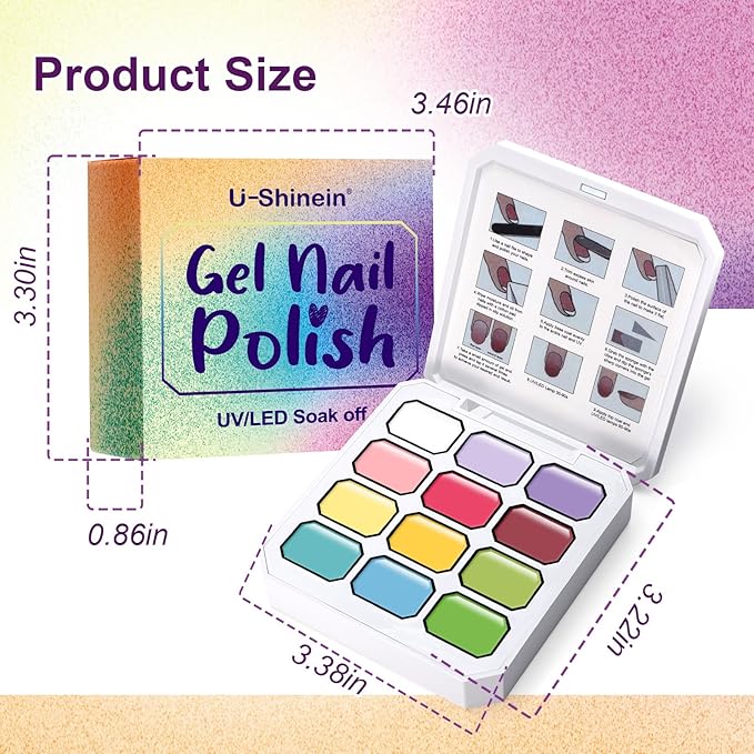 Gradient Painting Gel Set, 12 Colors Ombre Gel Nail Polish with 6 Aurora Multi-Purpose Brushes for Ombre Nails Aura Nails French Manicure Soak Off UV I Plate of Macaroons