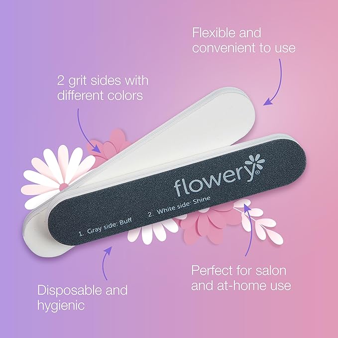 Flowery Disposable High Speed Shiner Display, Nail Polishing Buffer, Prep, Shape and Smooth Nails