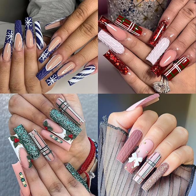 UNA GELLA No C Curve Nail Tips 504 PCS Extra Long XXL Tapered Square Nail Tips Half Cover Nails tips Straight Shape For French Acrylic Nails False Fake Clear Tips Square Shape with Box