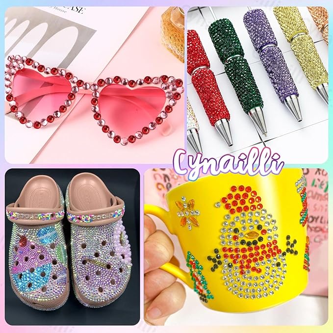 15 Grids Resin Rhinestones for Crafting, Pink White Blue Purple Red Colors Bedazzling Gems Kit, Jelly Resin Rhinestones for Nails Face Eyes Makeup Crafts Tumblers Bottles