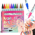 12 Colors Nail Art Pens Set, 2026 Newly Upgraded Nail Art Markers, 0.5MM Nail Polish Pens, Waterproof Quick-Drying Nail Art Marker Pens for Home & Salon Nail DIY Graffiti Dotting Drawing Painting