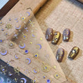 Star Moon Nail Stickers 5D Embossed Purple Moon Nail Decals 3D Self-Adhesive Gold Star Nail Supplies Sun Nails Designs Sky Universe Nails Decoration for Women Manicure 1 Sheet