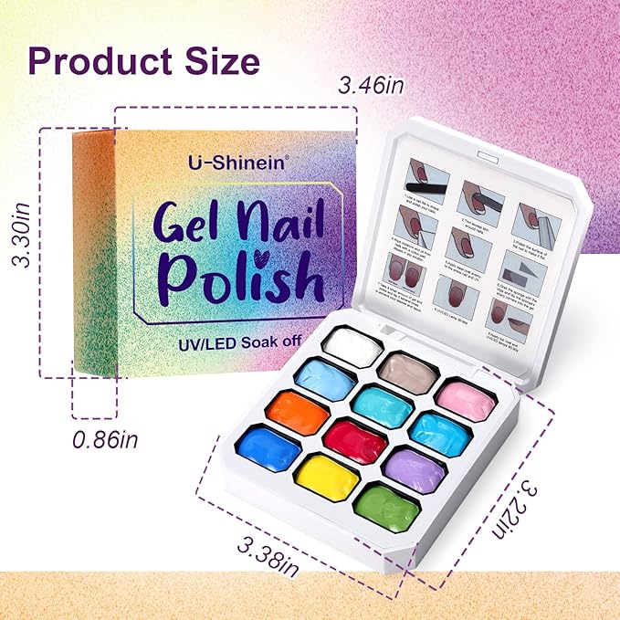 Gradient Painting Gel, 12 Bright Colors Ombre Gel Nail Polish for Pigment Pat Aura Nails, French Manicure DIY Nail Art Long-lasting No-wipe Candy Palette Jam Jar Set