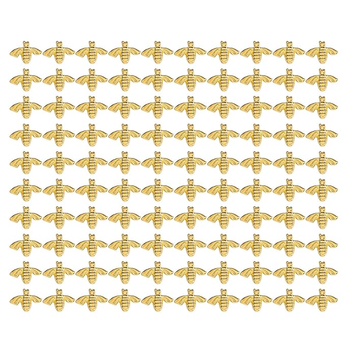 3D Nail Art Accessories, 100pcs Metal Bees Nail 3D Nail Art Decoration Gold Alloy Nail Charming Stickers Gold Nail Decals Manicure DIY Nail Art Supplies(Gold (100 pieces))