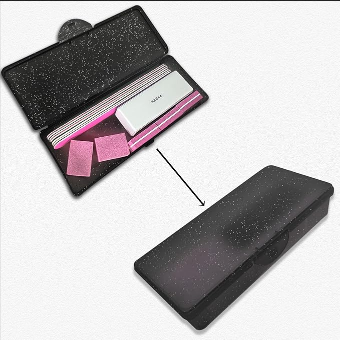 Manicure Tool Box, Nail Tool Organizer Personal Nail Box Storage Case for Organizing, Container for Nail Supplies Clear Plastic Nail Tool Box for Manicure Pedicure Kit (2 Pack)
