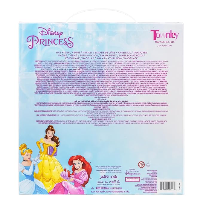 Townley Girl Disney Princess 18 Piece Water-Based Nail Polish Set, Quick Dry and Peels-Off, Nail Paint Set for Girls Ages 3