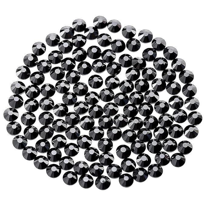 Novani Black Rhinestones, Flatback Loose Gemstones 288pcs Glass Rhinestones for Clothes Shoes Crafts Makeup Nail Art and DIY Decorations(SS30, 6.4-6.6mm)
