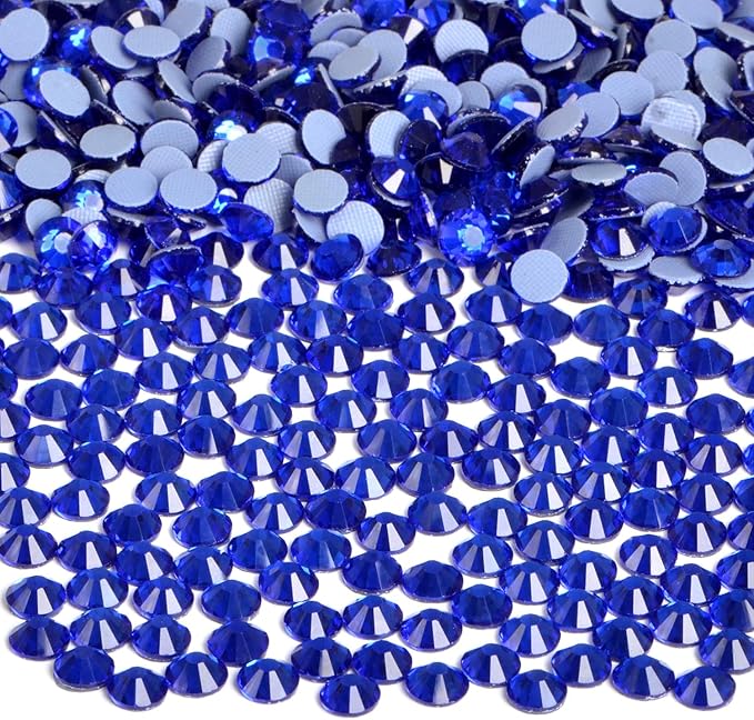Bymitel Hotfix Crystal Rhinestones Round Gems Iron on DIY Jewelry Making Flat Back for Crafts,Sapphire, 4.8mm(SS20/1440pcs)