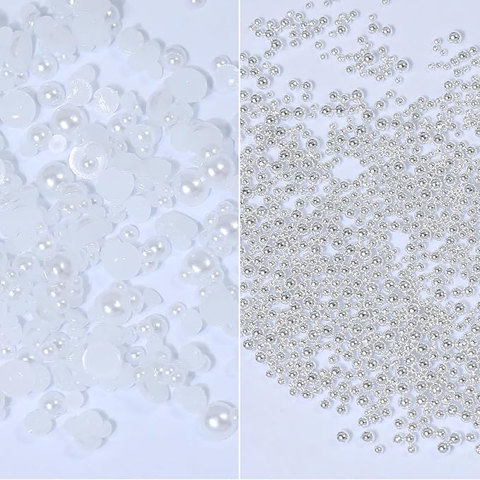 Nail Charms and Gems - 5000 Pcs, 20 Types, 20 Sizes, with Kit, Nail Rhinestones, Faux Pearls, Beads, for Nail Art (Light Blue)