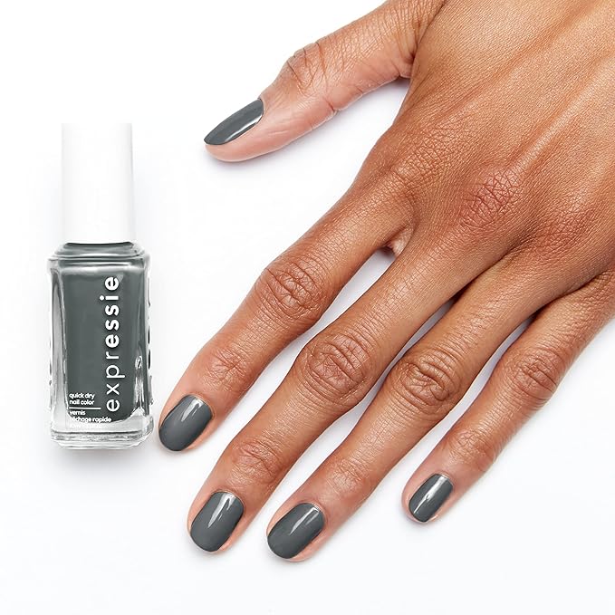 essie Expressie Nail Polish, Quick-Dry Muted Gray Nail Polish, Vegan, Cut To The Chase, 0.33 fl oz